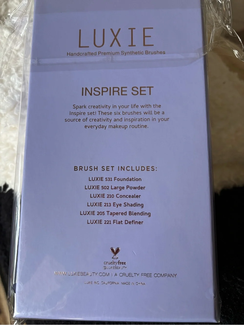 Luxie Lavender Handle Makeup Brush Set with Rose Gold Ferrules